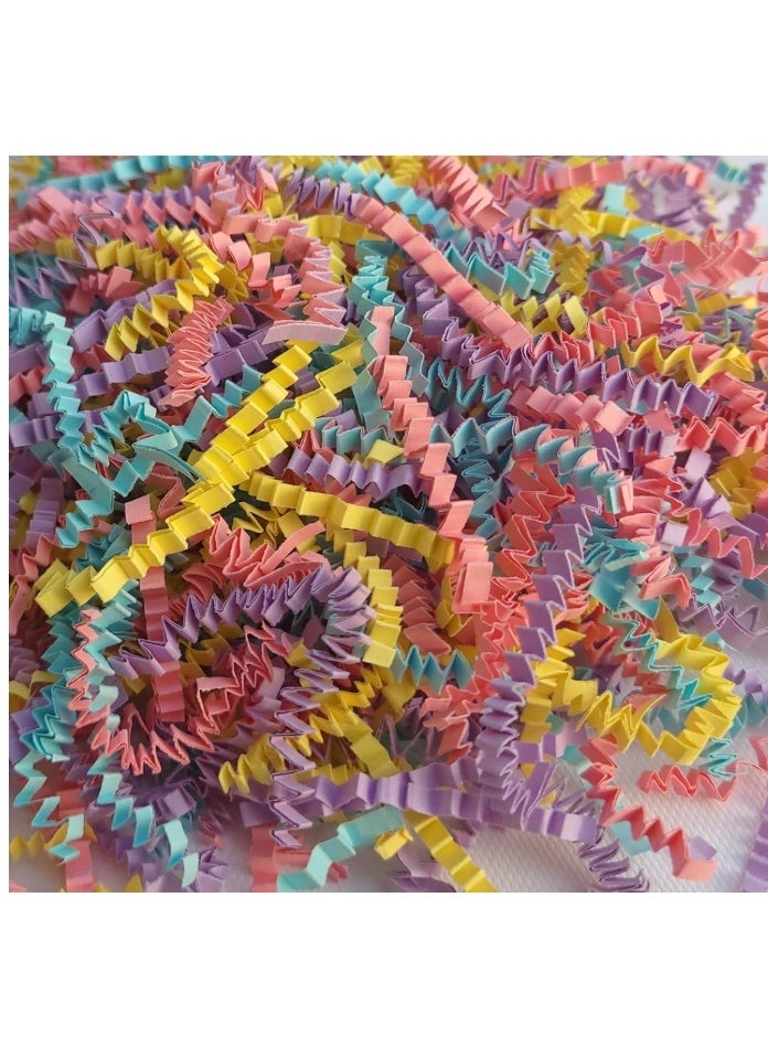 OASIS-TH 450 Gram Shred Paper Filler Crinkle Cut Paper for Wrapping & Filling Gift Basket Gift Boxes, Mixed Color - Image 1